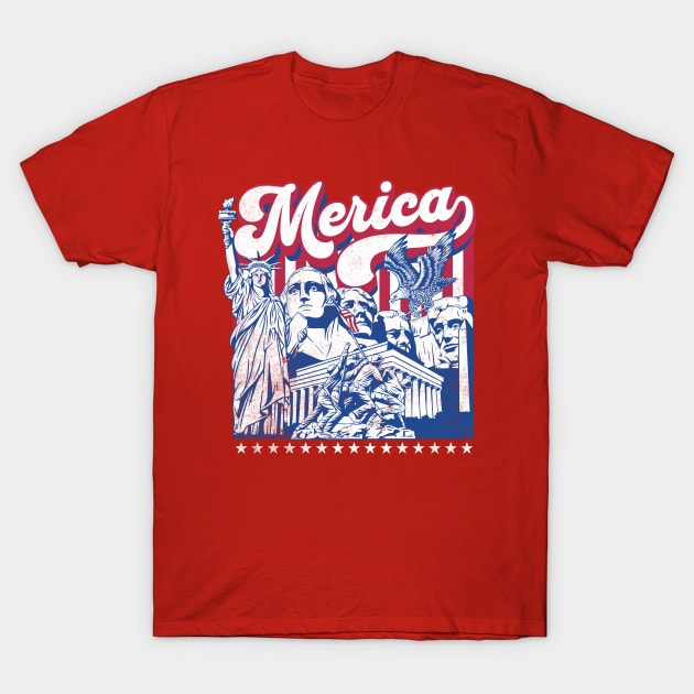 Merica USA American Monuments T-Shirt by DetourShirts